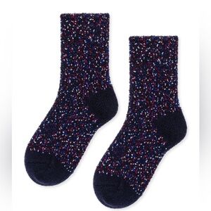 HANSEL FROM BASEL DISCO SHORT CREW WOMENS SOCKS NAVY FLECK OS NWT